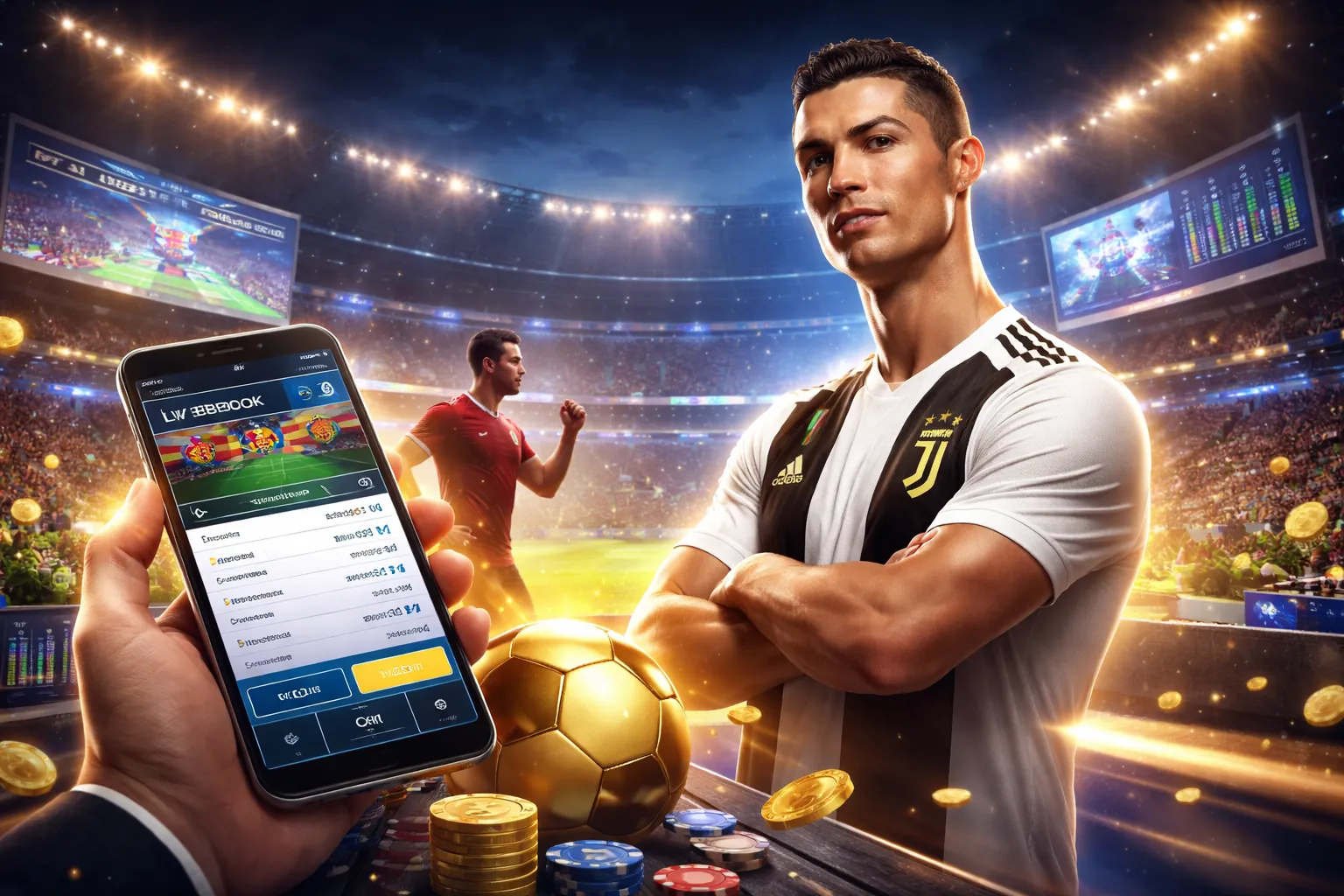 Hình ảnh quảng cáo 1xBet Espèce với các trò chơi cá cược sôi động